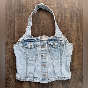 Light Blue Denim Halter Top